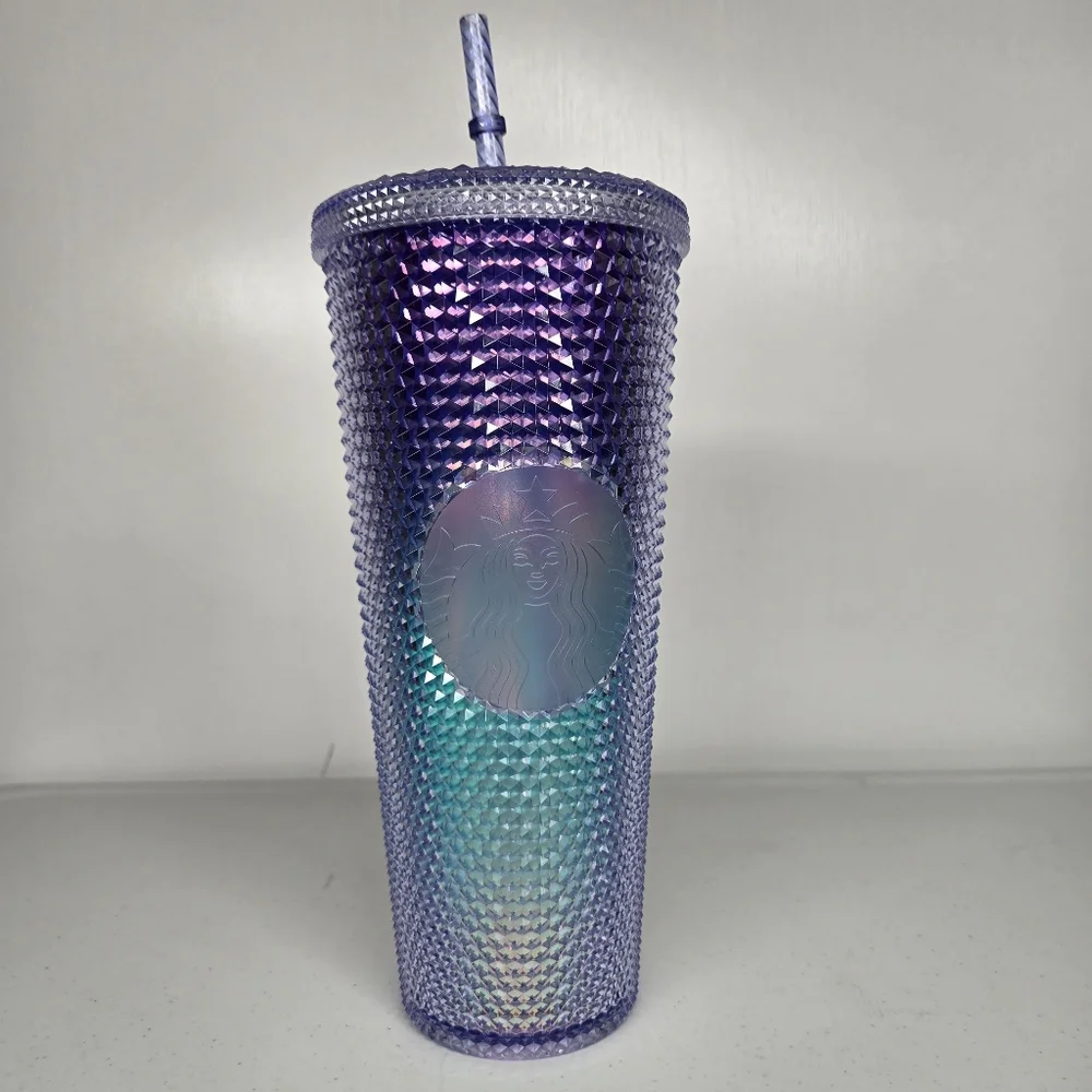 Starbucks RARE Purple Aqua Ombre Mermaid Studded Bling Tumbler Cup 24oz 2021‎